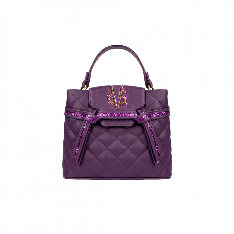 VG small quilted purple tote bag & purple glitter