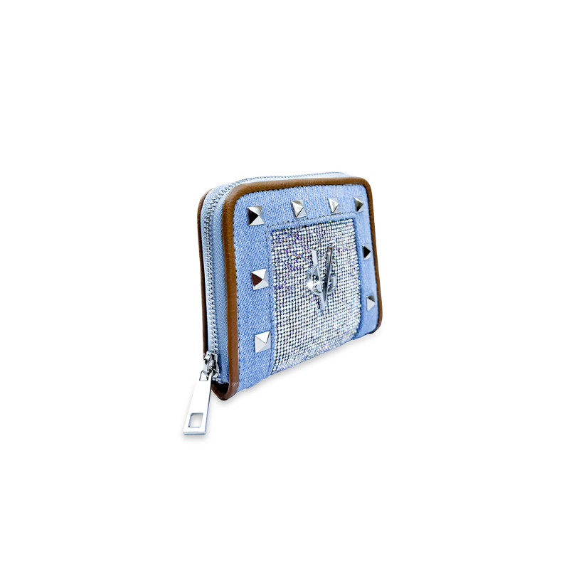 VG Riviera Shine - Portafoglio quadrato jeans, borchie & cristalli