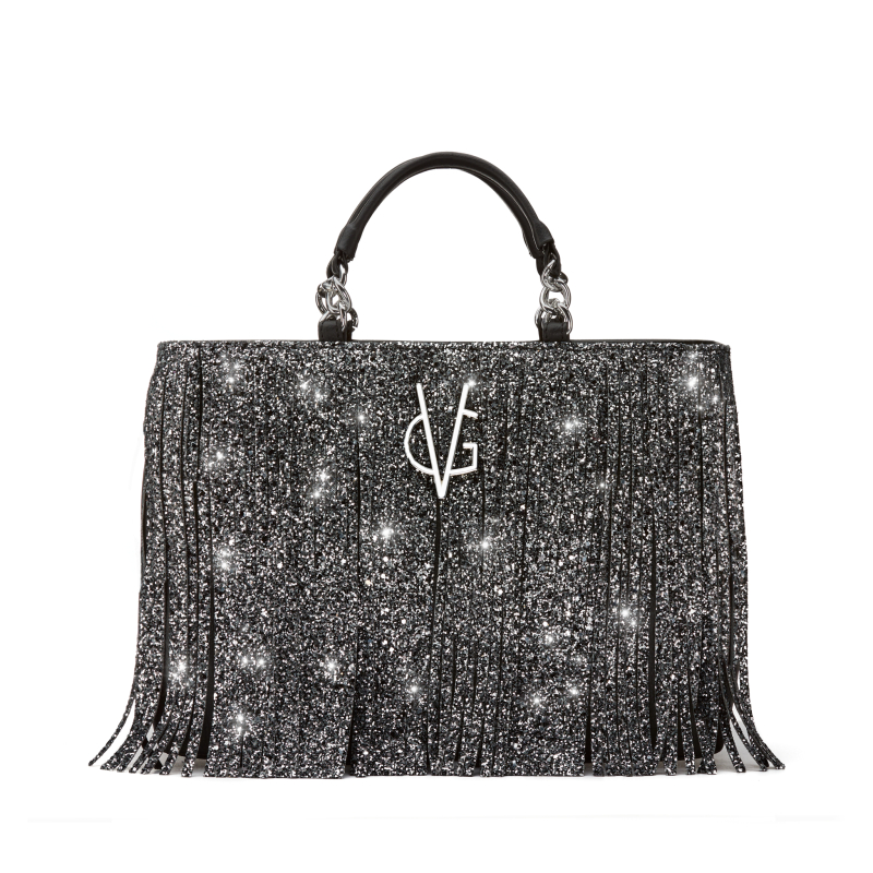 VG10 Sac à main à franges glitter gris