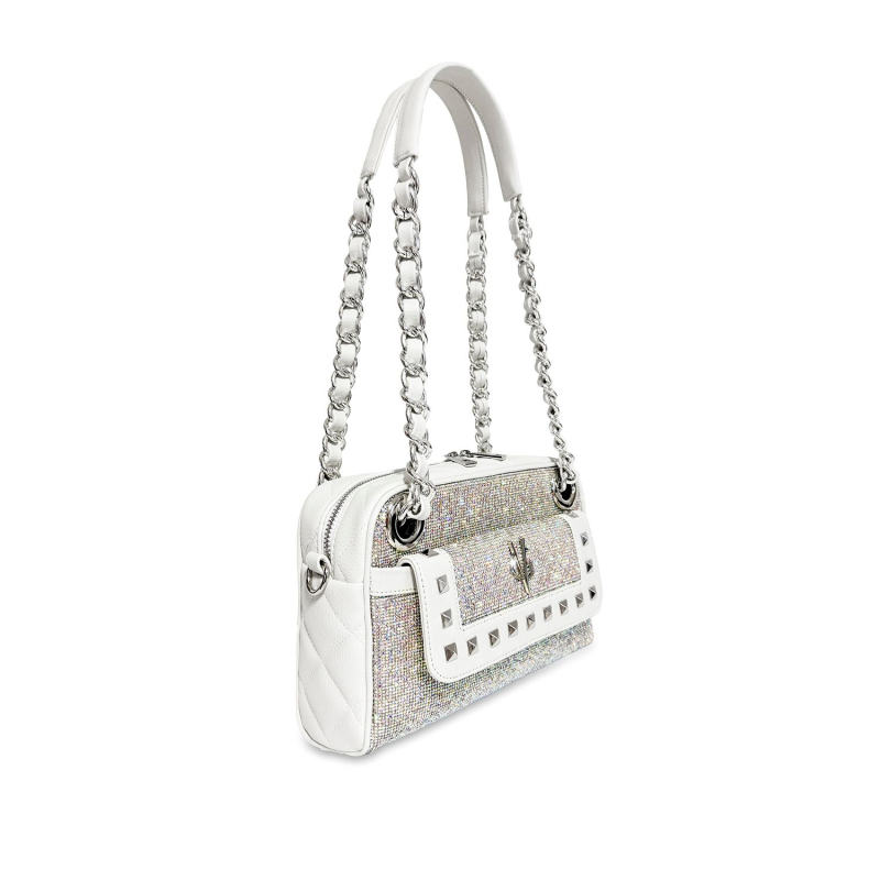 VG VALENTINE BONHEUR PICCOLA - Borsa a spalla bianca & cristalli boreali