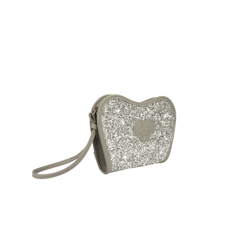❤️VG Low Cost-Too Chic clutch grigia & glitter argento