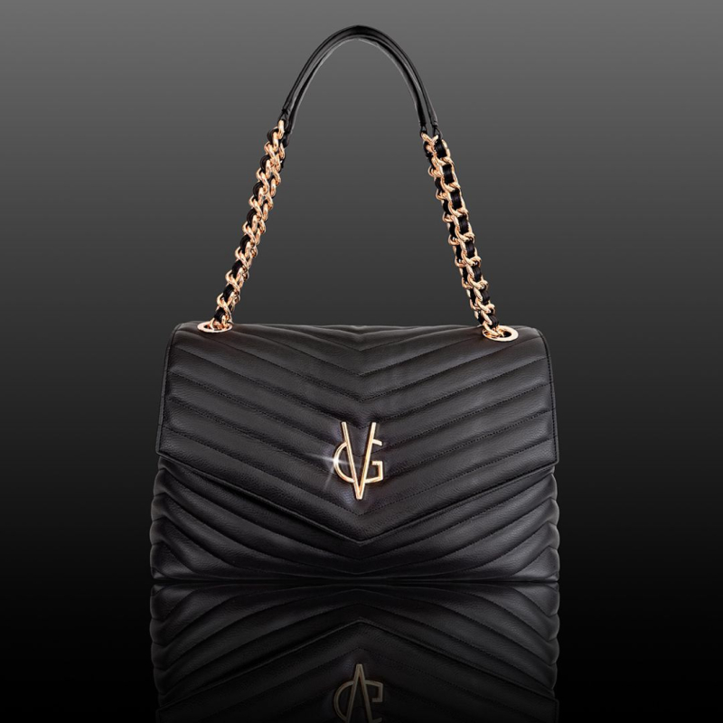 VG VBAG -Borsa grande nera trapunta a V