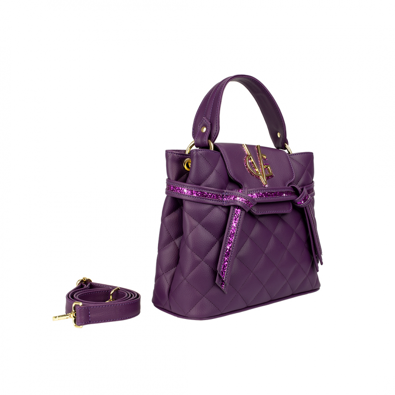 VG small quilted purple tote bag & purple glitter