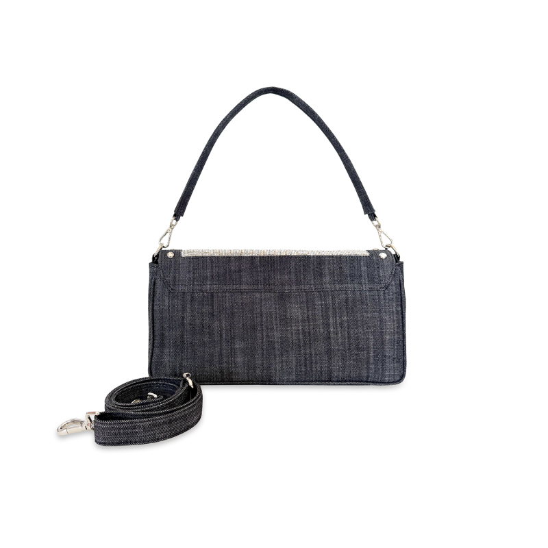 VG Crystal Rock - Baguette denim black borchie & cristalli