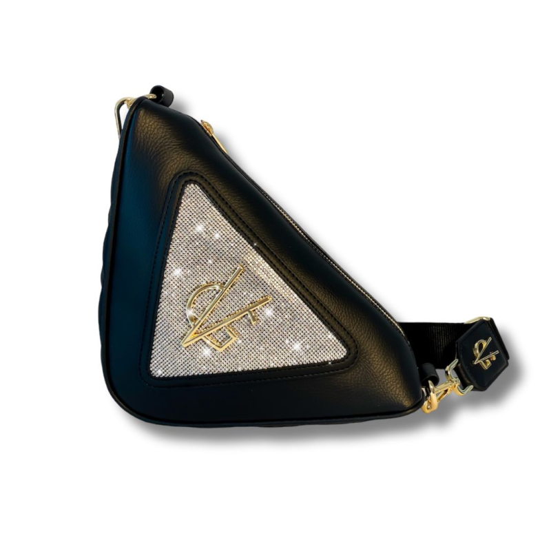 VG borsa triangolo a tracolla nero & cristalli