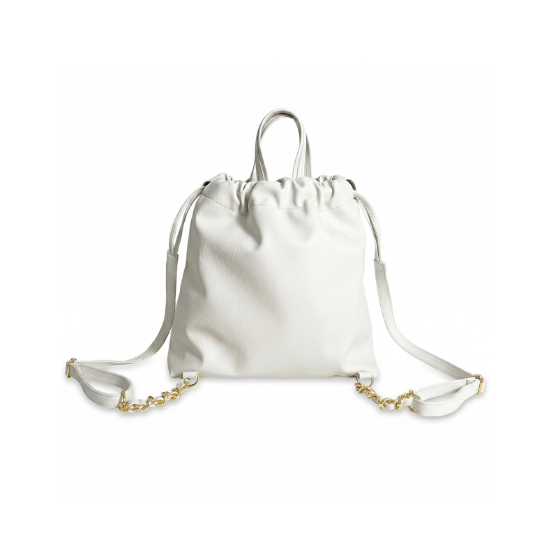 VG Zaino trapuntato bianco & tasca in cristalli