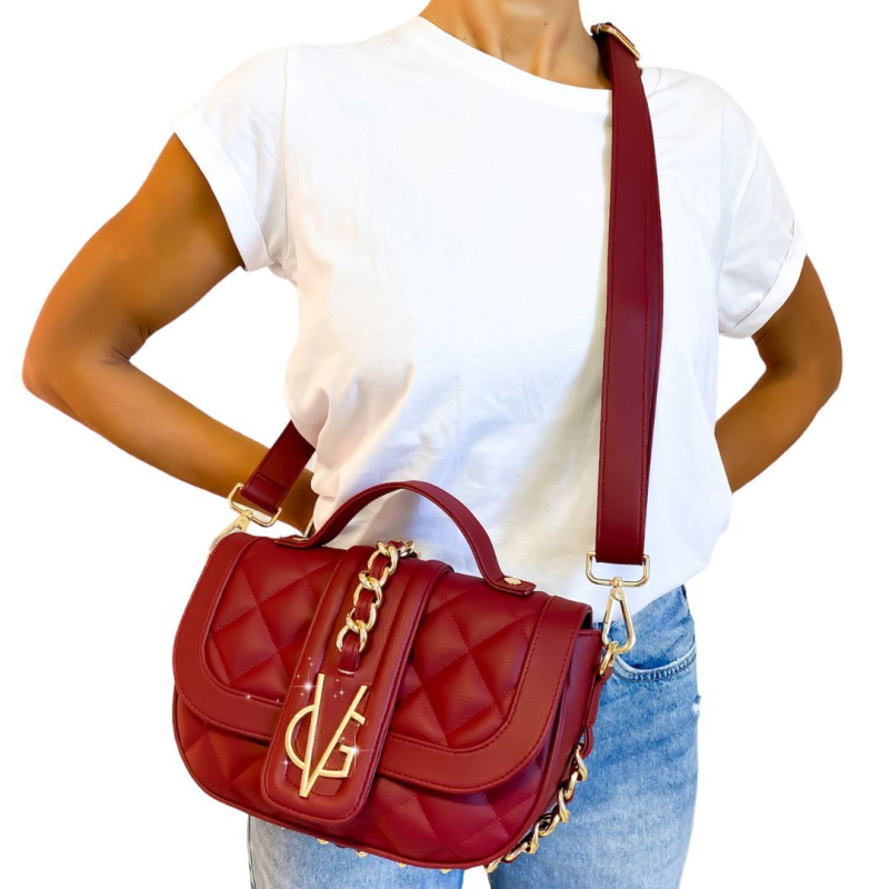 VG - Chic matelassé  borsa a tracolla bordeaux