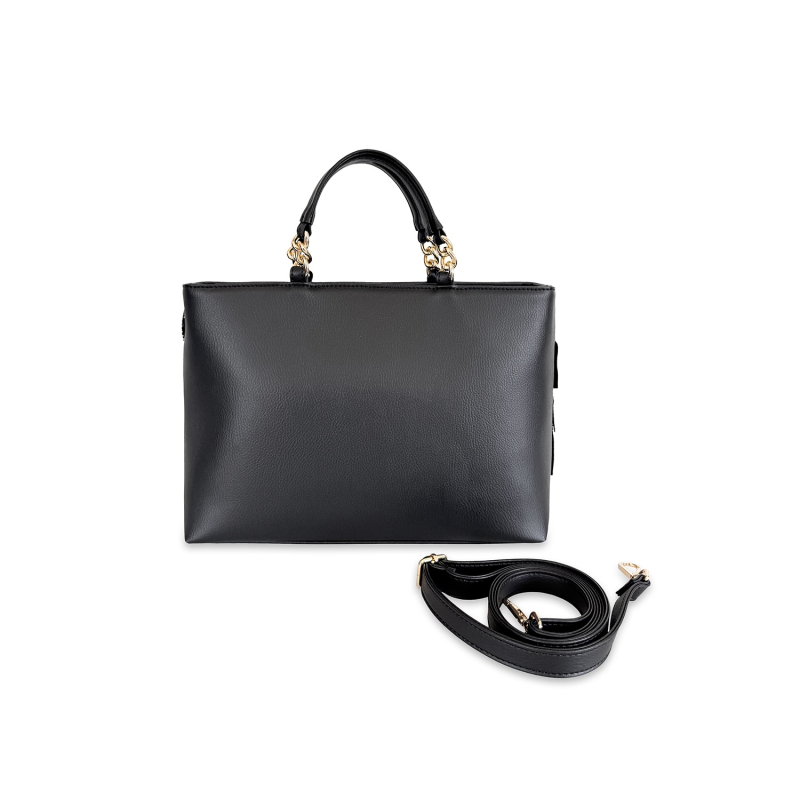 VG STARRY SKY - Borsa a mano grande nera e frange in cristalli