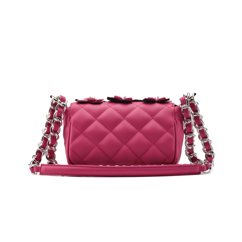 VG - Luxury Garden - borsa a spalla piccola ciclamino & fiori glitter con cristallo