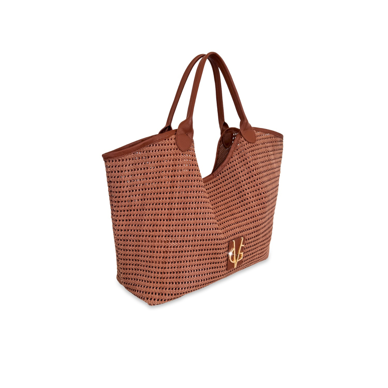 VG Shopper rafia cuoio