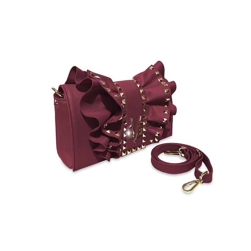 Wonderful Christmas -  Borsa a tracolla bordeaux  con rouches & borchie