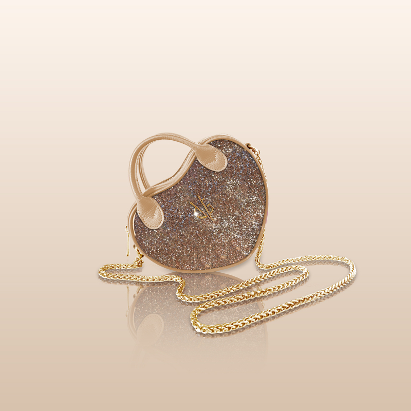 VG cuore Mini trapuntato albicocca & glitter