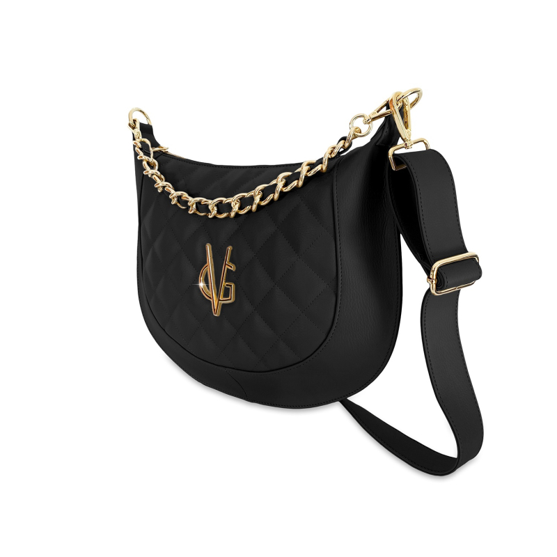 VG borsa mezzaluna nera con catena
