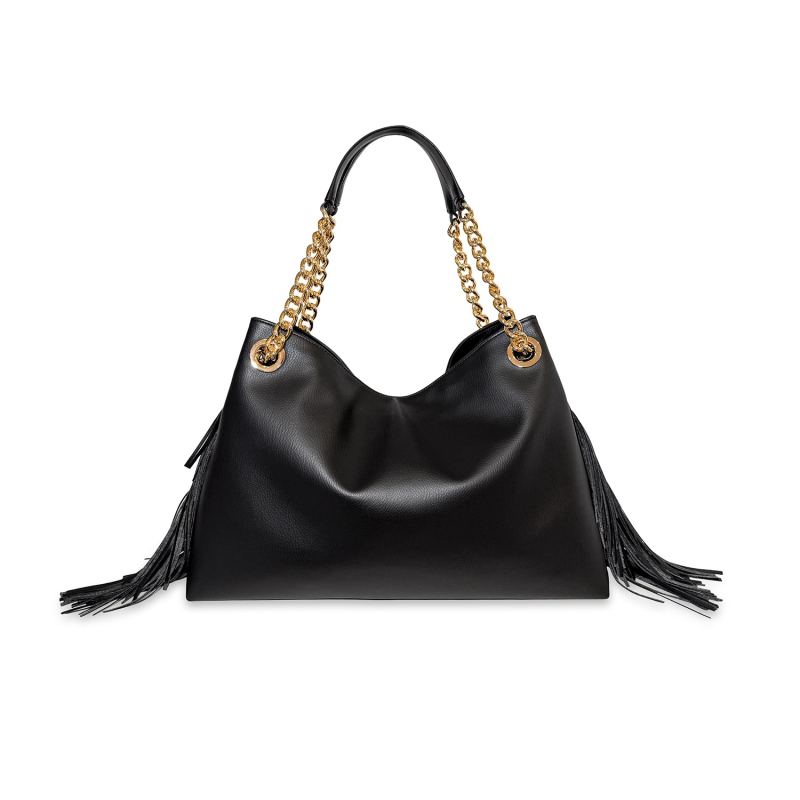 VG Shopper media nera con frange