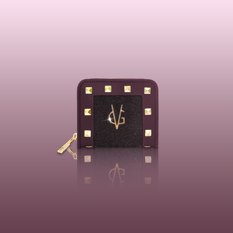 Wonderful Christmas -  Portafoglio quadrato burgundi, borchie & cristalli