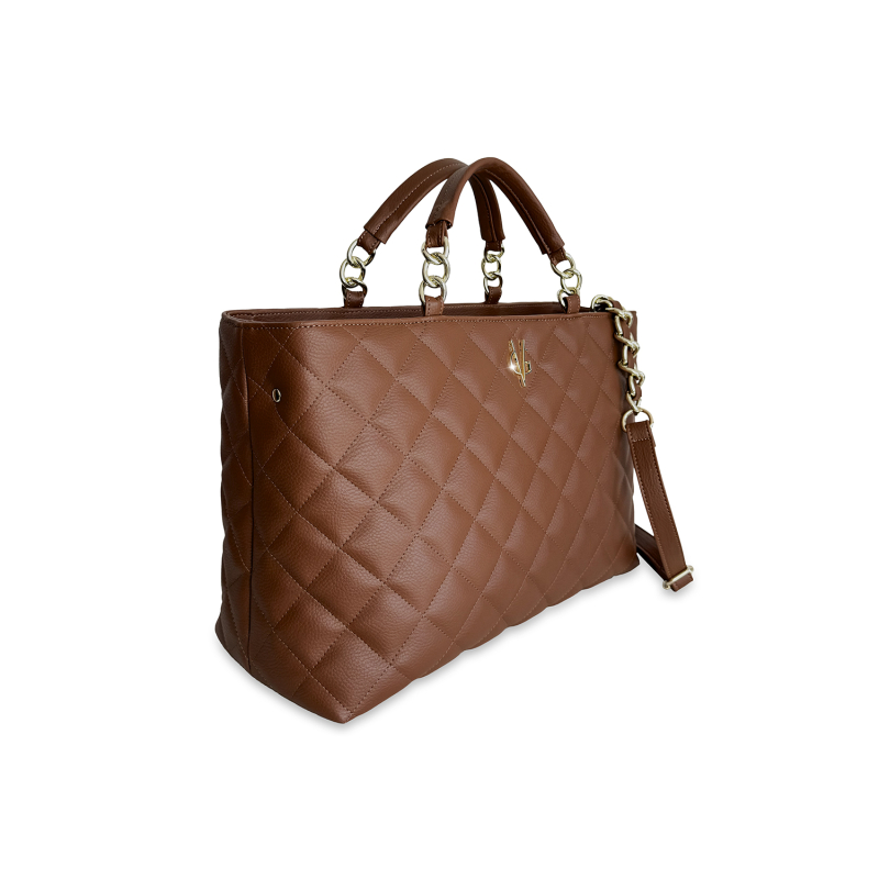 VG Borsa grande trapuntata cuoio rif.oro