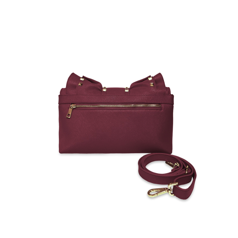 Wonderful Christmas -  Borsa a tracolla bordeaux  con rouches & borchie