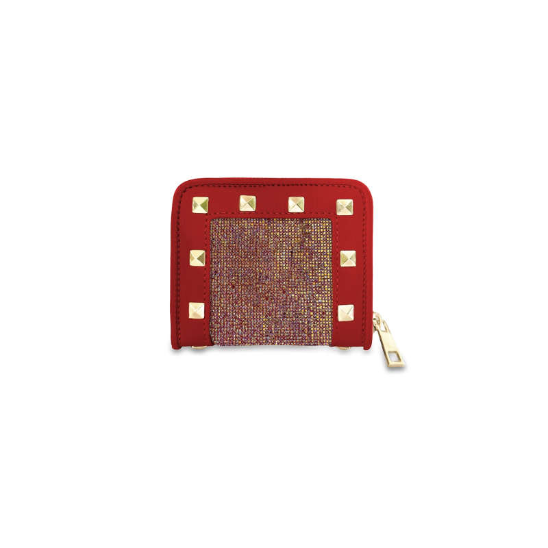 Wonderful Christmas -  Portafoglio quadrato rosso, borchie & cristalli