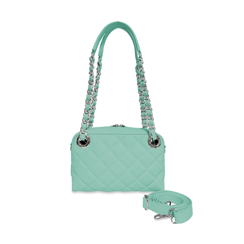 VG VALENTINE BONHEUR PICCOLA - Borsa a spalla verde acqua & cristalli boreali