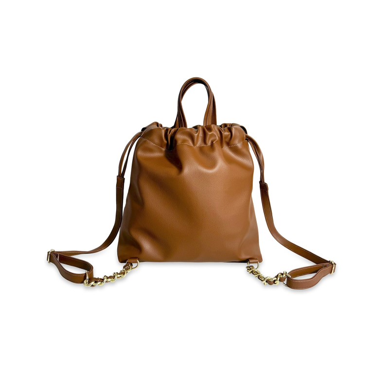 VG Zaino trapuntato cuoio & tasca in cristalli