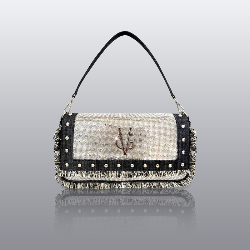 VG Crystal Rock - Baguette denim black borchie & cristalli