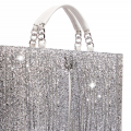 VG10 Borsa bianca frange glitter argento