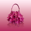 VG  Borsa secchiello piccolo fuxia con rouches & borchie