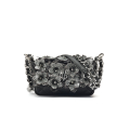 VG - Luxury Garden - petit sac à bandoulière noir & fleurs paillettes avec cristal