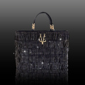 VG CRYSTAL CHARLESTON- grand sac à main noir et franges en cristal