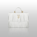 VG 10 Borsa bianco camelia con frange