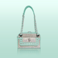 VG VALENTINE BONHEUR PICCOLA - Borsa a spalla verde acqua & cristalli boreali