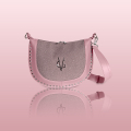 VG borsa mezzaluna rosa borchie & micro glitter