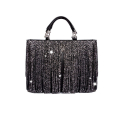 VG10 Borsa nera frange glitter sale e pepe