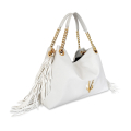VG Shopper media bianco camelia con frange