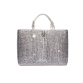 VG10 Borsa bianca frange glitter argento