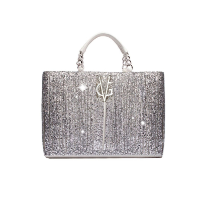 VG10 white bag silver glitter fringe