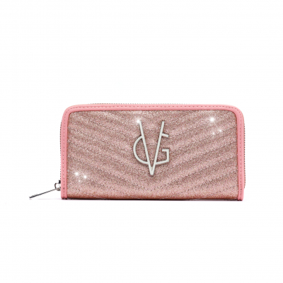 VG Peach subtle glitter V-quilt wallet