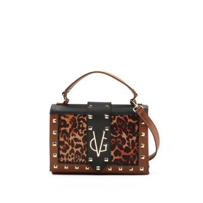 VG JUNGLE HEART - small handbag animal leopard print & studs