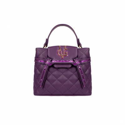 VG Petit sac tote matelassé violet en glitter violet