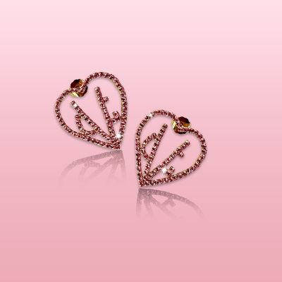 VG - LOVELY coppia orecchini cuore logo VG cristalli rosa