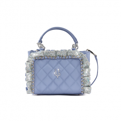 VG Mini hand bag wisteria with rouches and chain& glitter