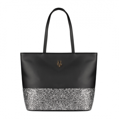 VG black shopping bag & grey glitter