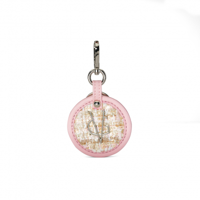 VG round pink bouclé keychain