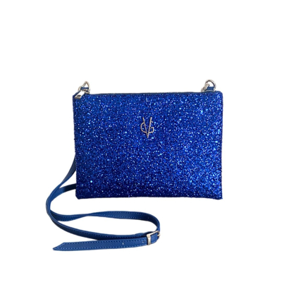 VG - Borsa a tracolla  glitter blu elettrico