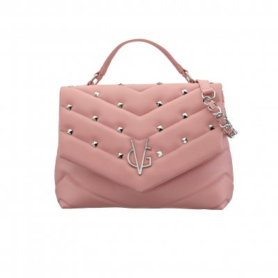 VG V-quilted peach bag & studs