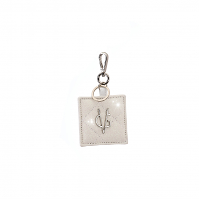 VG Portachiavi quadrato trapuntato glitter bianco