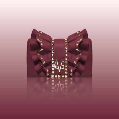 Wonderful Christmas -  Borsa a tracolla bordeaux  con rouches & borchie