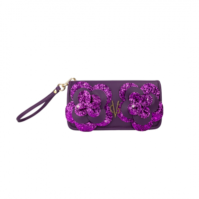 VG purple & purple glitter Camelia wallet