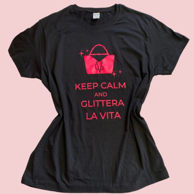 VG T-shirt Glittera la vita nera- taglia unica L