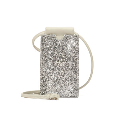 VG Portacellulare bianco & glitter ghiaccio con tracolla